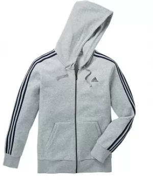 Image of adidas Grey Essential 3S Full-Zip Hoodie
