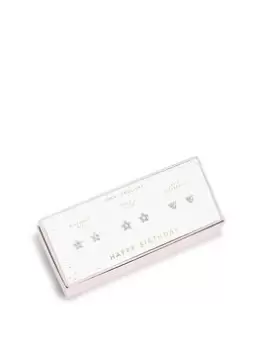 Image of Joma Jewellery Celebration Set - Happy Birthday Silver Earrings (Set Of 3 Pairs)