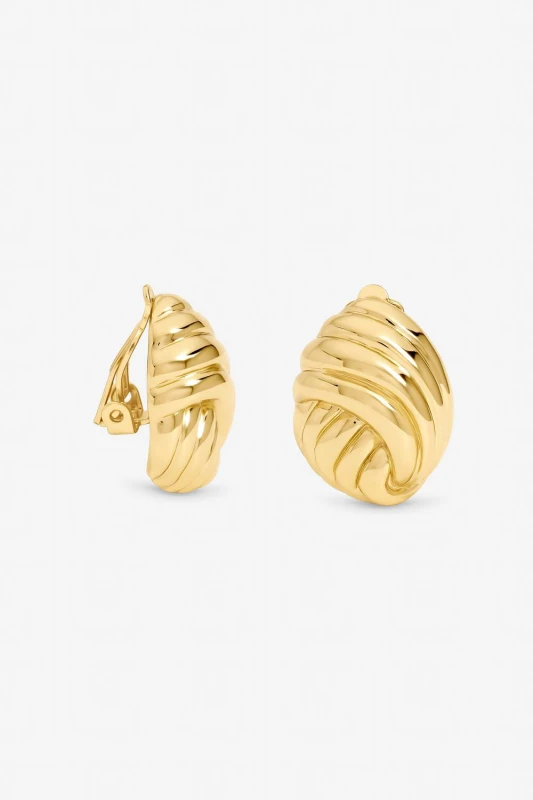 Image of Jon Richard Womens Gold Plated Shell Clip Earrings Gold Female One Size