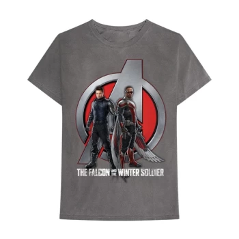 Image of Marvel Comics - Falcon & Winter Soldier A Logo Unisex Medium T-Shirt - Grey