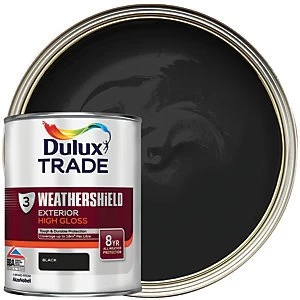 Image of Dulux Trade Weathershield Exterior Gloss Paint - Black 1L
