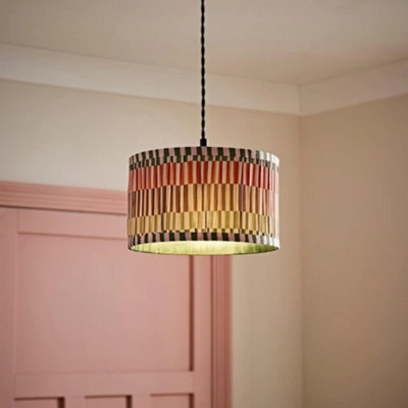 Image of ValueLights ValueLights Rae Pleated Stripe Neutral Drum Easy Fit Ceiling Light Lamp Shade in Natural Size: Small Natural Small Unisex 5016529272977