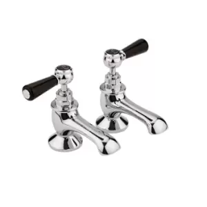 Image of Hudson Reed Black Topaz With Lever Bath Taps - Chrome / Black