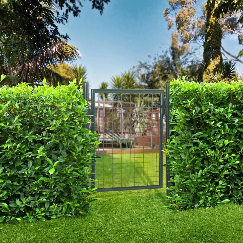 Image of HOMCOM Steel Garden Gate Security Barrier Mesh Fence w/ Lock, 97cm x 150cm in Emerald Green Emerald Green Unisex 97cm x 150 cm