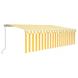 Image of Vidaxl Manual Retractable Awning With Blind 5X3M Yellow & White