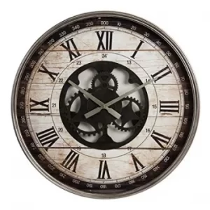Image of Hometime Vintage Metal Wall Clock Open Movement Style