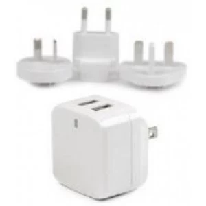 Image of StarTech Dual-port USB Wall Charger International Travel 17W/3.4A White