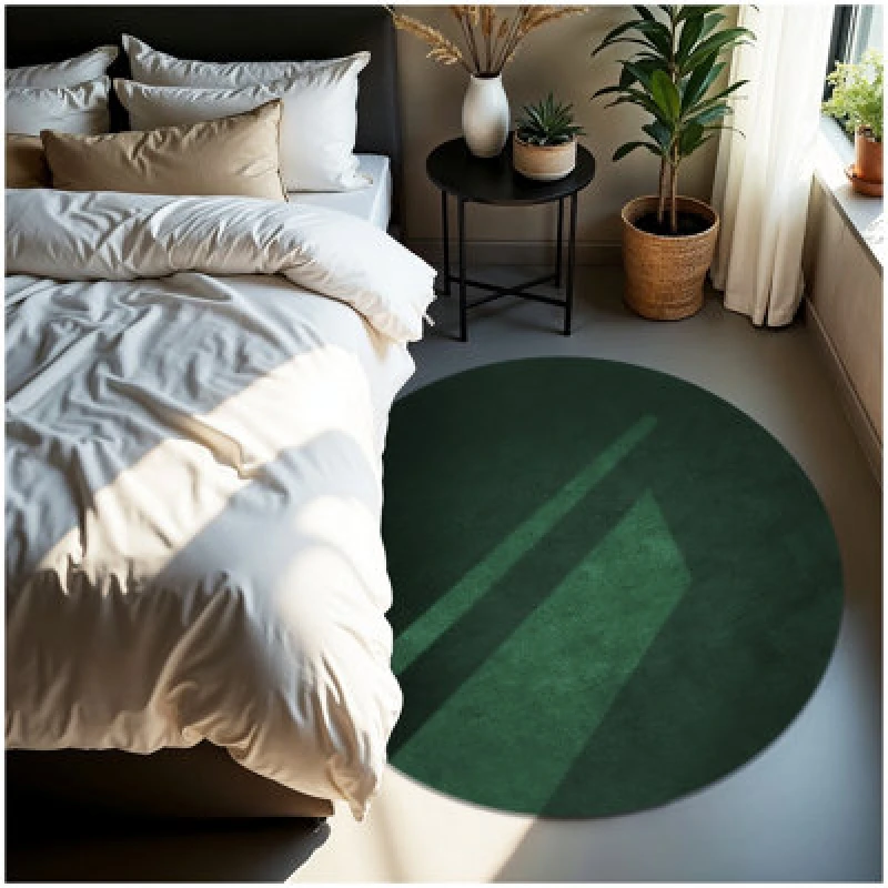 Image of Tectake Rug Zonelle - Short Pile And Ultra-Soft, Rectangular Or Round 120 Cm - Green