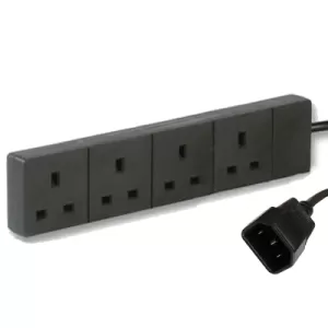 Image of Zexum Deluxe IEC C14 Male to 13A 4 Gang UK Mains Adapter Trailing Socket Lead with Neon - 0.25 Meter