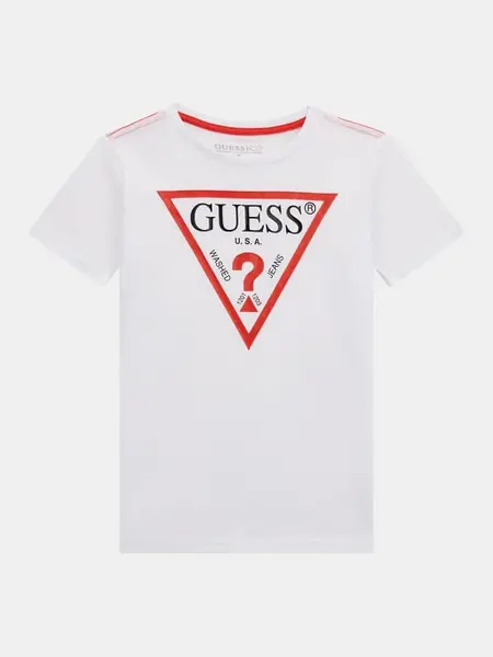 Image of Guess Kids Triangle Logo T-Shirt 14390699 White