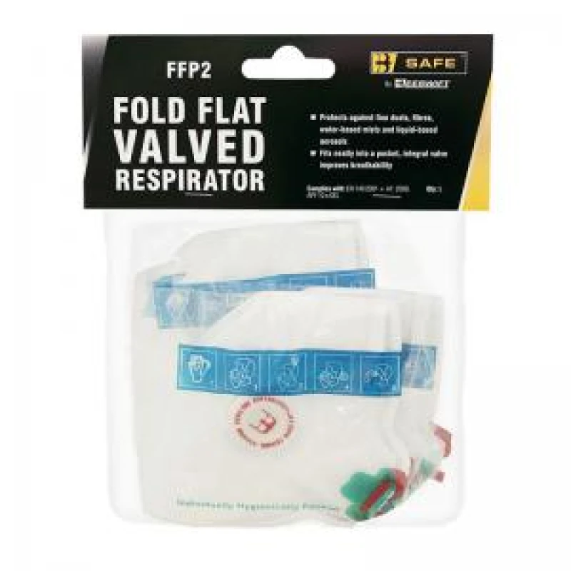 Image of Beeswift Beeswift B-Safe FFP2V Fold Flat Valved Mask White (Pack of 5) BS035 BS035