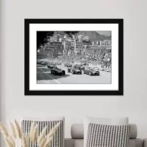 Image of The Art Group Life Grand Prix De Monaco 1956 Framed Print Black and white