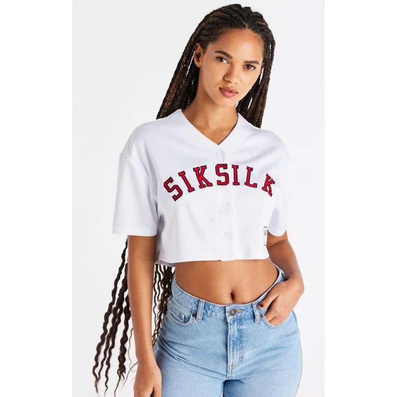 Image of SikSilk Baseball Cropped Jersey - White White 10