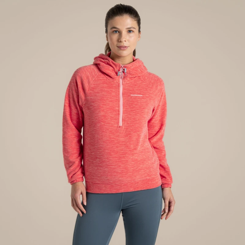 Image of Craghoppers Womens Esk' Hooded Half Zip Fleece in Cerise Size: 12 Cerise Female 12