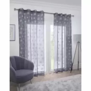 Image of Emma Barclay Whisper Eyelet Voile Curtain 57X90" Silver (pair)