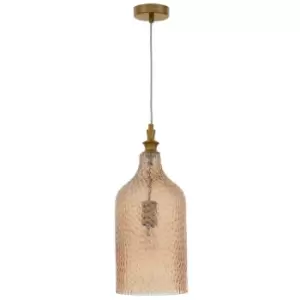 Image of Francisco Dome Pendant Ceiling Light Amber Glass Brass Metal LED E27 19.5 - Merano