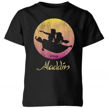 Image of Disney Aladdin Flying Sunset Kids T-Shirt - Black - 7-8 Years