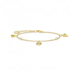 Image of Charming Gold Plated Shells And White Stones Bracelet A2060-414-14-L19V