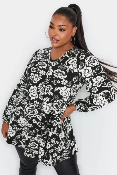 Image of Printed Pleat Front Swing Top
