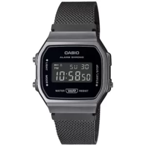 Image of Casio Collection Quartz Black Dial Gunmetal Grey Stainless Steel Bracelet Unisex Watch A168WEMB-1BEF