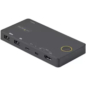 Image of StarTech.com 2 Port Hybrid USB-A + HDMI & USB-C KVM Switch - Single 4K 60Hz HDMI 2.0 Monitor - Compact Desktop and/or Laptop HDMI KVM Switch - USB Bus