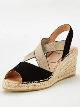 Image of Kanna Ante Wedge Espadrille Sandal - Black