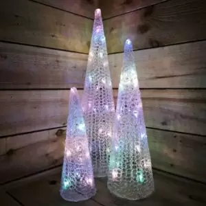 Image of Set of 3 Pastel Coloured Christmas Static LED Pyramids - Snowtime