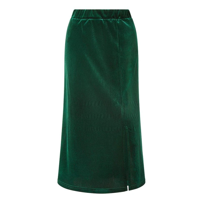 Image of Yumi Yumi Green Velvet Skirt With Front Slit Green 8