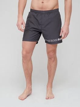 Image of BOSS Dolphin Swim Shorts - Charcoal , Charcoal, Size S, Men