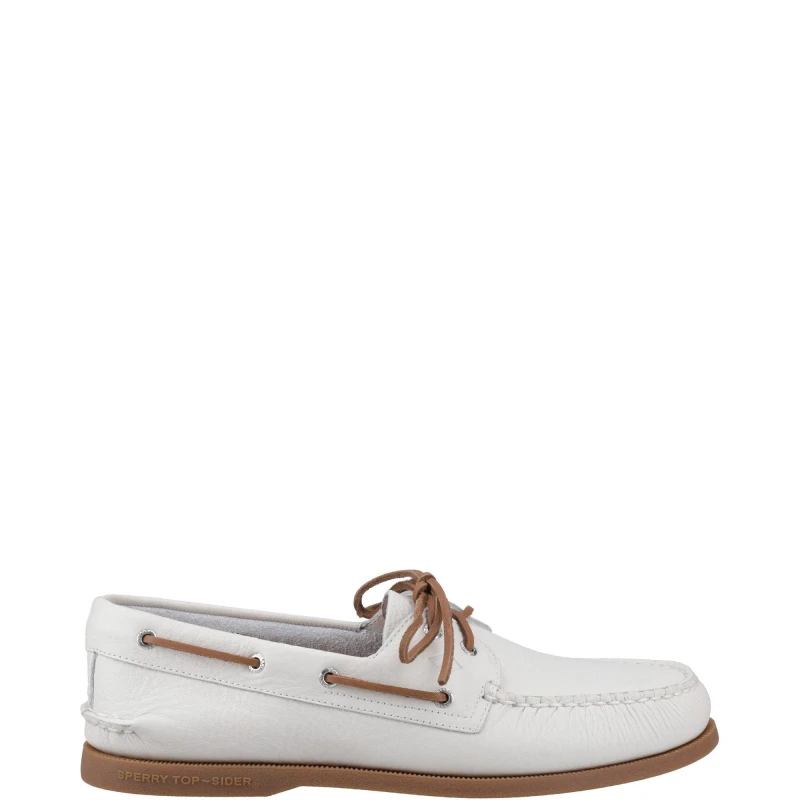 Image of Sperry Men Authentic 2 Eye Boat Shoe in White Size: 8 White 8 Male 627756016354