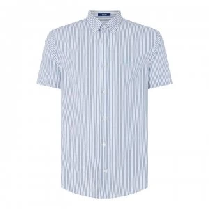 Image of Gant Short Sleeve Seersucker Shirt - Blue 448