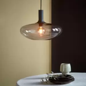 Image of Alton 35 Indoor Living Dining Glass Pendant Ceiling Light in Black (Diam) 35cm