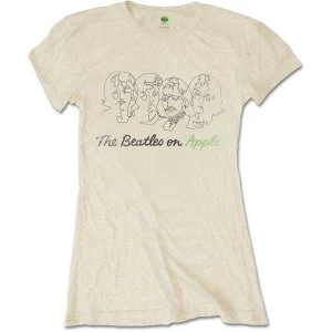 Image of The Beatles - Outline Faces on Apple Womens Medium T-Shirt - Sand