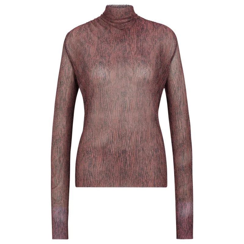 Image of Boss Womens Emata Mesh All Over Print Short Sleeve Polo Shirt Open Miscellans female 8 (XS)