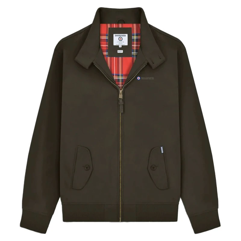 Image of Lambretta Lambretta Men Shower Resistant Harrington Jacket in Khaki Size: Small Khaki S Male 5063703658072