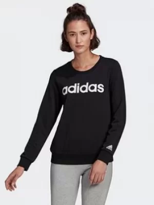 Image of adidas Essentials Logo Sweatshirt, Black/White Size M Women