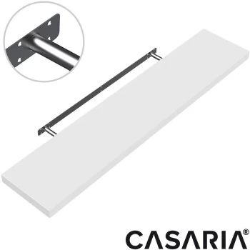 Image of Floating Shelves Shelf Including Bracket Wall Shelving Living Room Kitchen Black White Grey Oak High Gloss Matt 50 70 90 110cm 110cm white - Casaria