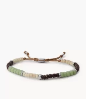 Image of Fossil Men Vintage Casual Joyful Expression Recycled Nylon Coconut and Birchwood Beaded Bracelet