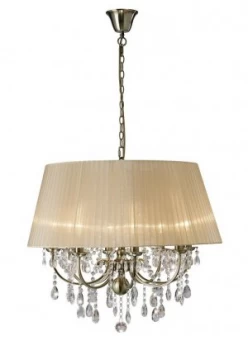 Image of Ceiling Pendant with Soft Bronze Shade 8 Light Antique Brass, Crystal