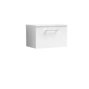 Image of Nuie Arno 600mm Wall Hung 1 Drawer Vanity & Worktop Gloss White