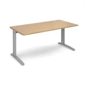 Image of Office Desk Rectangular Desk 1600mm Oak Tops With Silver Frames 800mm Depth TR10