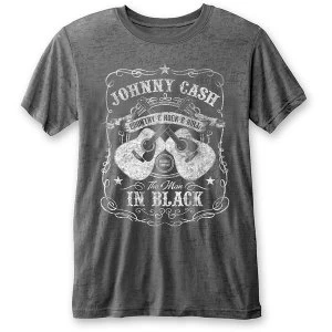 Image of Johnny Cash - The Man in Black Unisex Small T-Shirt - Grey