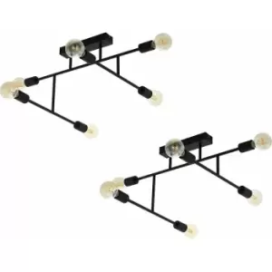 Image of 2 pack Pendant Ceiling Light Colour Black Chrome Criss Cross Design E27 6x40W