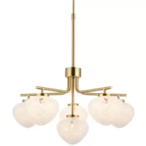 Image of Merano Bari Multi Arm Glass Pendant Ceiling Lamp, Satin Brass Plate, White Confetti Glass