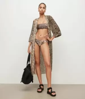 Image of AllSaints Womens Catriona Reversible Bikini Top, Yellow/black, Size: L