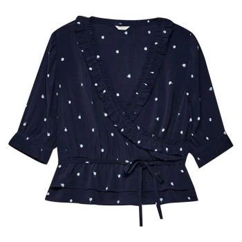 Image of Jack Wills Bethy Frill Wrap Top - Navy
