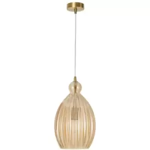 Image of Netlighting Merano Fontana Dome Pendant Ceiling Light Brass Metal Champagne Glas