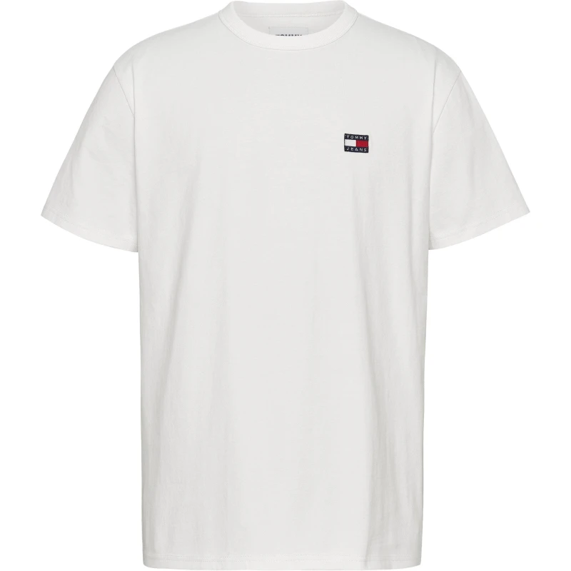 Image of Tommy Jeans Badge Crew T-Shirt White mens in White