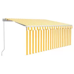 Image of Vidaxl Manual Retractable Awning With Blind&led 3X2.5M Yellow & White