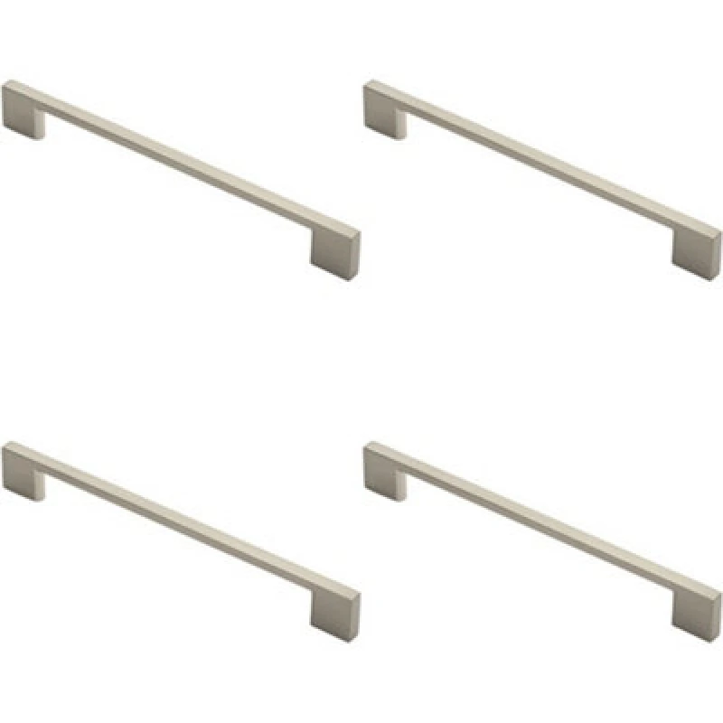 Image of Loops 4x Slim D Shape Pull Handle 220 x 8.5mm 192mm Fixing Centres Satin Nickel Metallics unisex